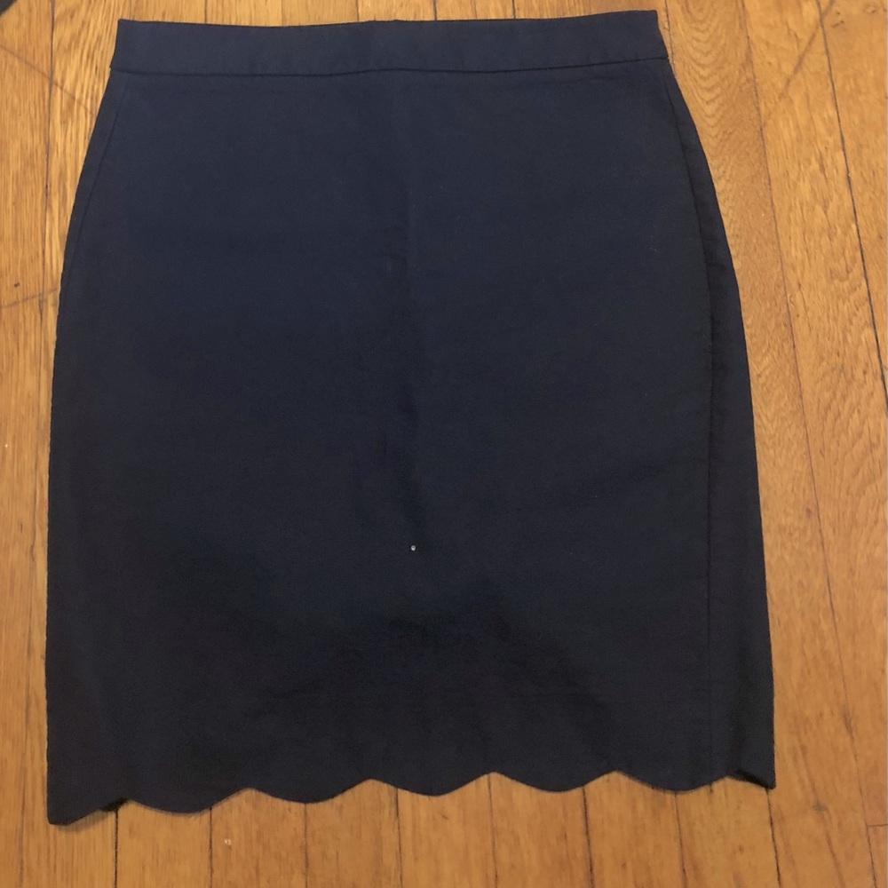 Navy Blue Scalloped Pencil Skirt from J Crew
